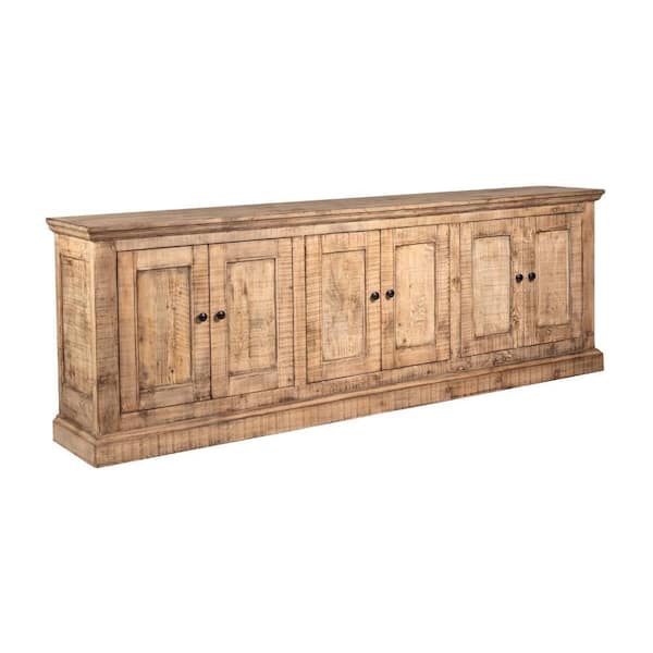 Miy Natural Brown Wood 106 in. Sideboard Buffet Cabinet with Shelves