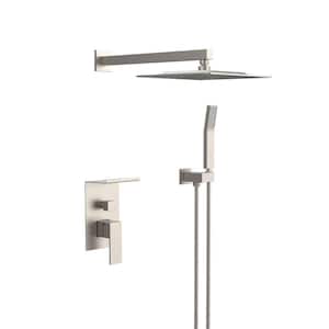 Rain Single Handle 1-Spray Shower Faucet System 2.2 GPM with Pressure Balance in. Brushed Nickel (with Storage Rack)