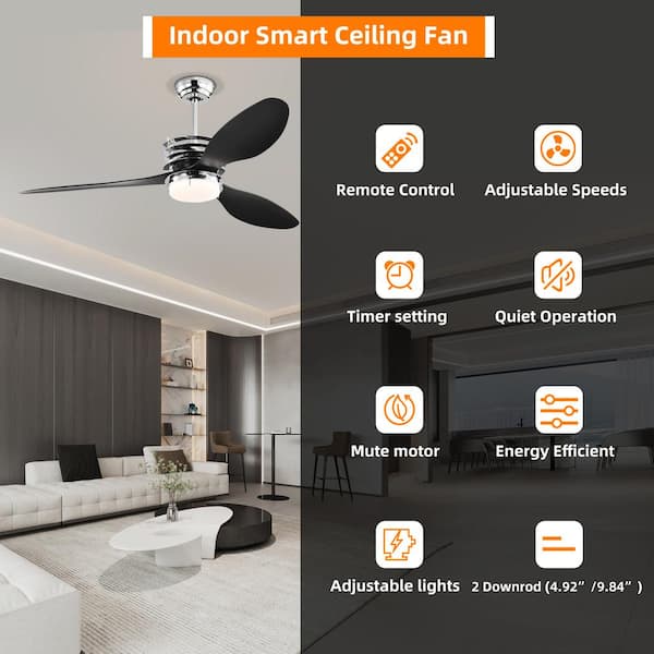 Indoor Chrome Abs Blades Ceiling Fan