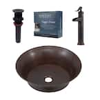 Copernicus All-In-One 16 in. Copper Vessel Sink with Pfister Ashfield Bronze Vessel Faucet and Drain in Aged Copper