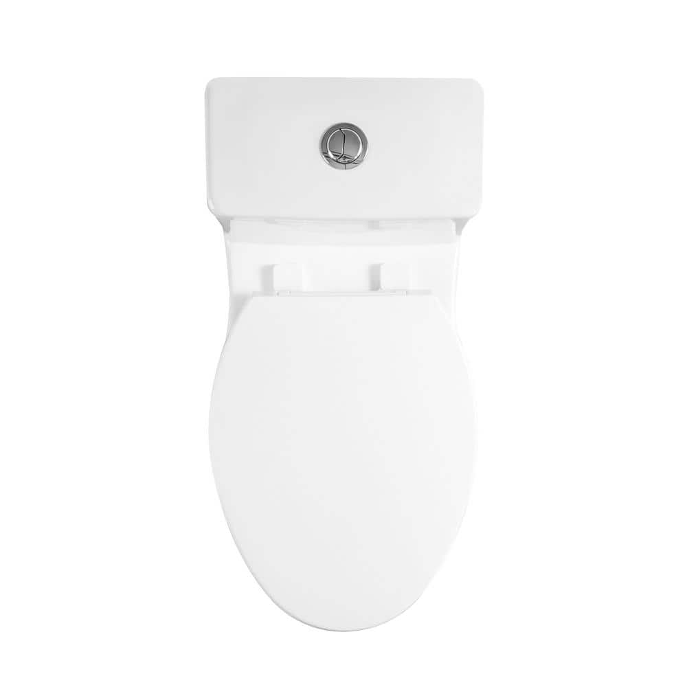 White Ceramic Dual Flush Elongated One-Piece Toilet