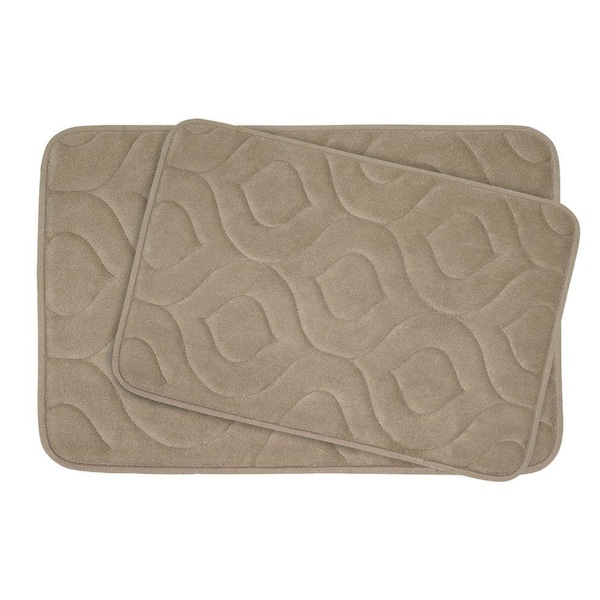 BounceComfort Naoli Linen 20 in. x 30 in. Memory Foam 2-Piece Bath Mat Set