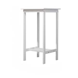 Stylish and Modern Design Square Hand-Scraped Wood Outdoor Side Table Stable, Sturdy w/High Quality Solid Wood in White