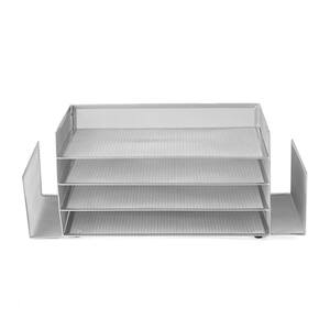 Desk Organizer with 2-Side Storage Compartments in Silver