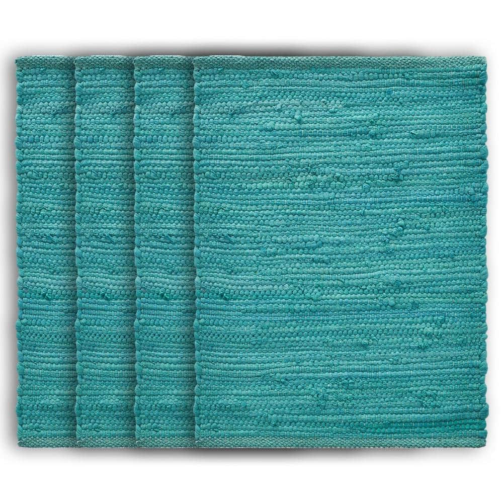Tide Solid 19 in. x 13 in. Teal Cotton Placemat (Set of 4)