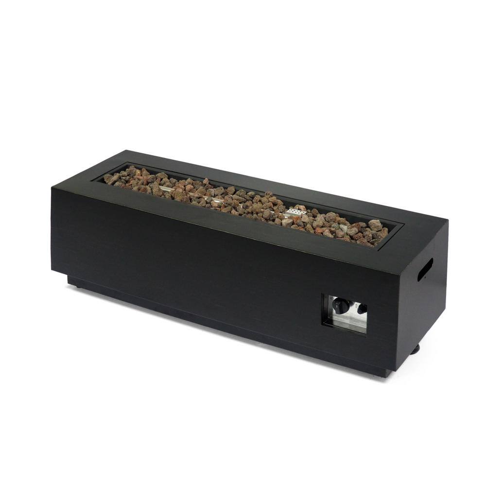 Brushed Brown Rectangular Gas Fire Pit Table with Tank Holder