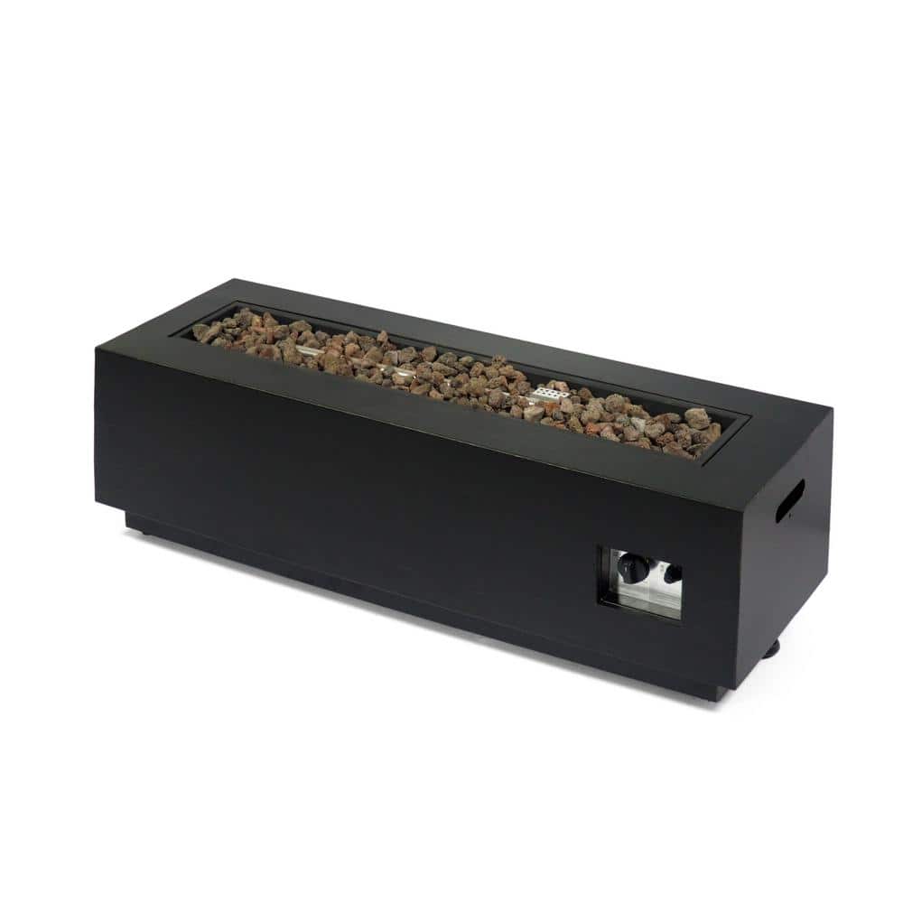Brushed Brown Rectangular Gas Fire Pit Table with Tank Holder
