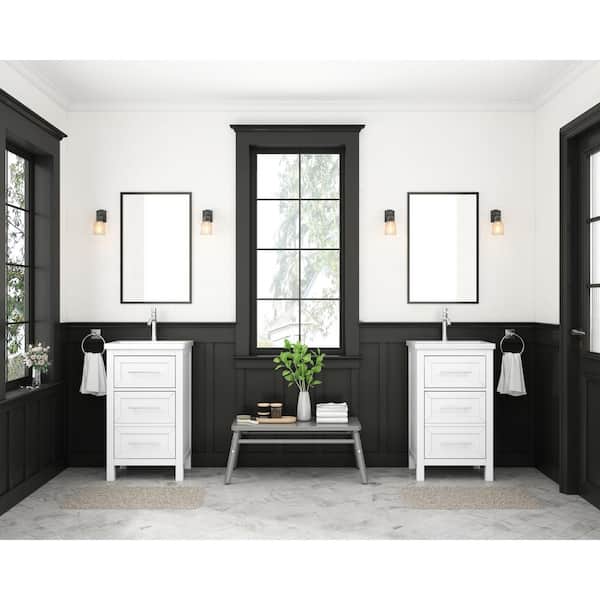Glyssia 20 in. W x 15.55 in. D x 35 in. H Single Sink Bath Vanity in White Finish with White Ceramic Top