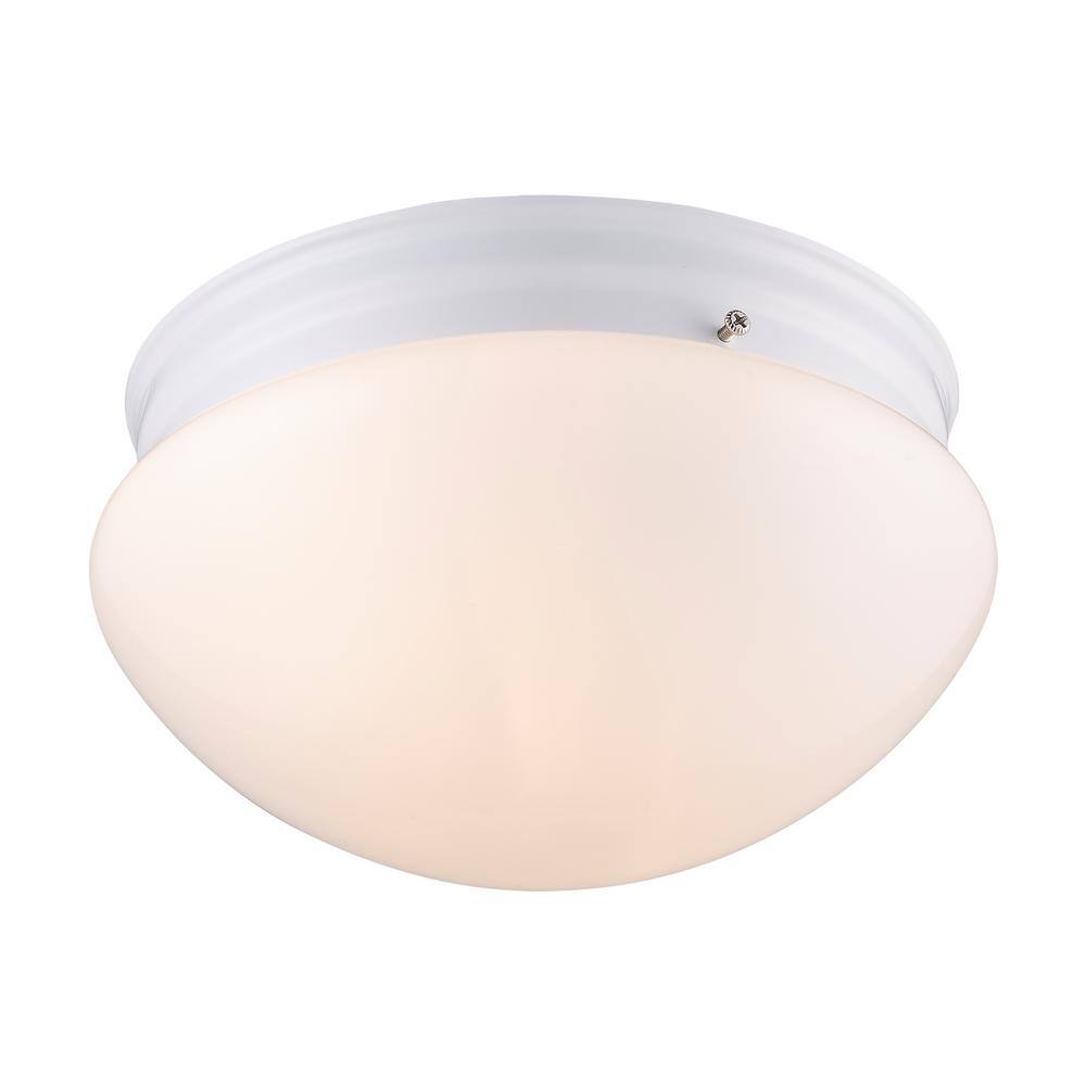 Modern 10" White Glass Drum Flush Mount Ceiling Light