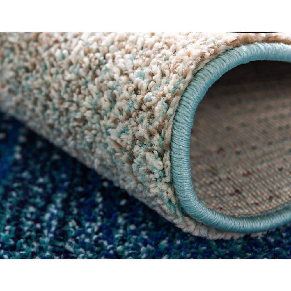 Azura Barcelona 6' Round Easy-Care Synthetic Area Rug, Blue