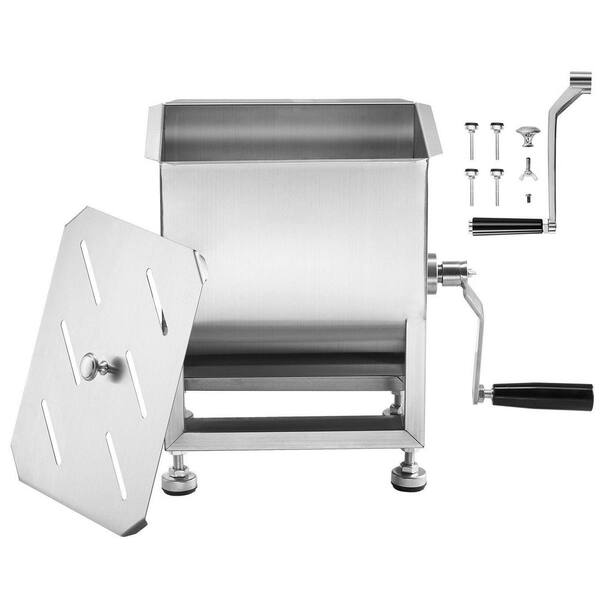 Stainless Steel 15L Fixed Tank 15LBS Manual Meat Mixer with Lid and Handle