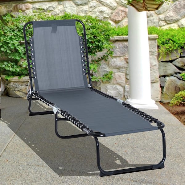 Outsunny Adjustable Reclining Beach Sun Lounger Chaise Lounge Chair Blue 