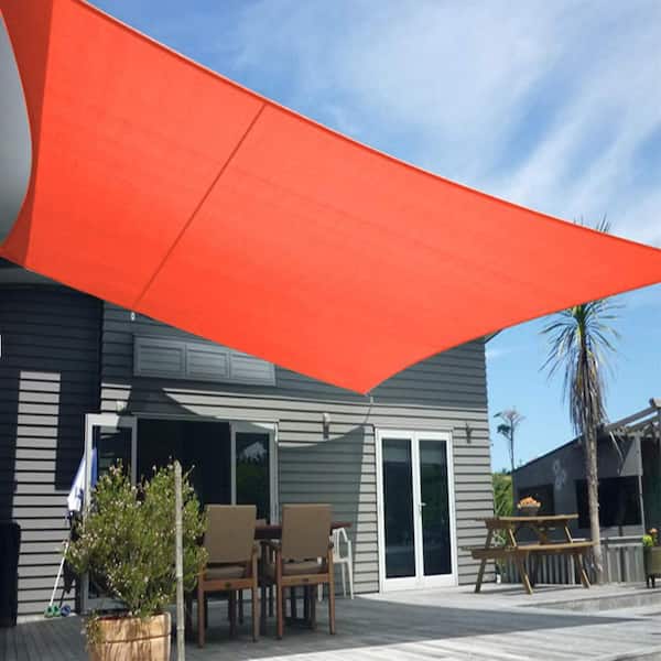 12 ft. x 16 ft. 185 GSM Red Rectangle UV Block Sun Shade Sail for Yard and Swimming Pool etc.