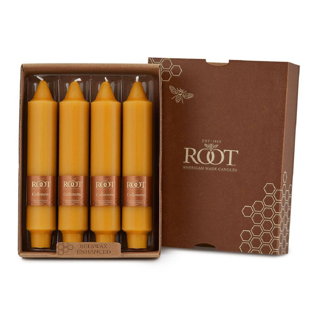 Butterscotch Beeswax Unscented Taper Candle Set, 7-Inch