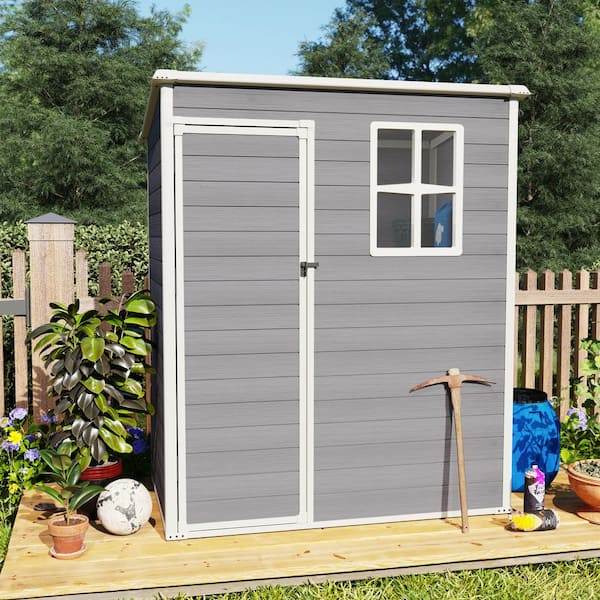 Sizzim 5 ft. W x 3 ft. D Outdoor Gray Resin Storage Plastic Shed