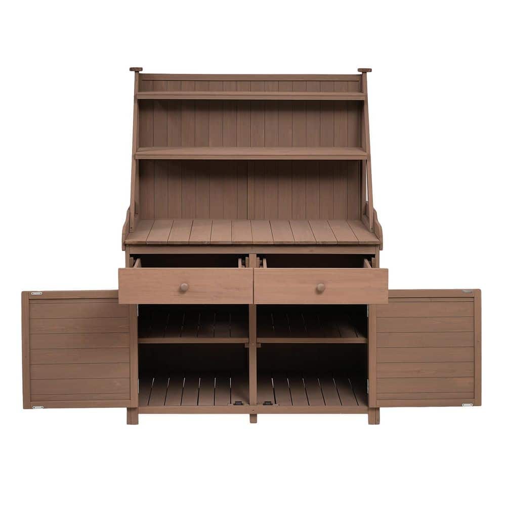4 ft.x 2 ft.x 5 ft. Portable Greenhouse,Garden Potting Bench Table,Fir Wood Workstation with Storage Shelf,Drawer,Brown price history on PriceWatchPro