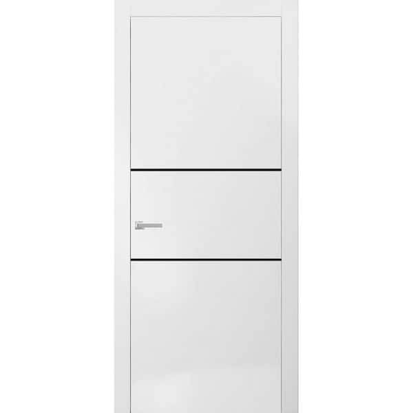 14 32 in. x 80 in. Right-Hand/Inswing Solid White Wood Single Prehung Interior Door with Hardware