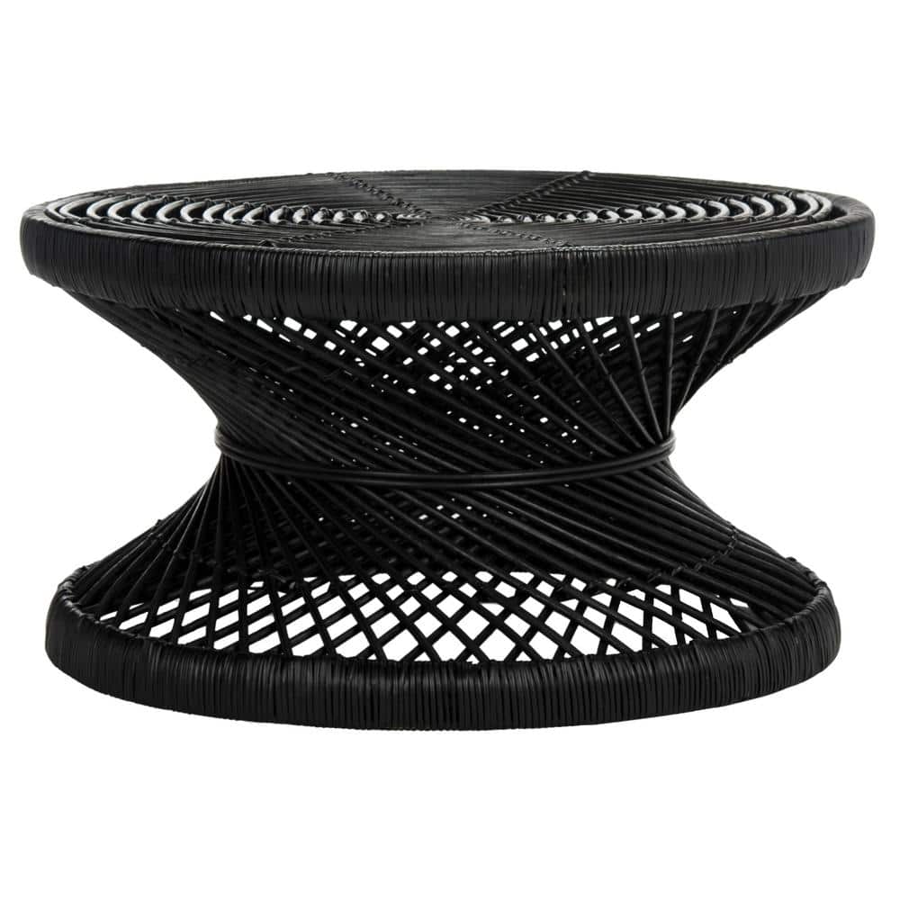 Urban Oasis 32'' Black Rattan Round Coffee Table