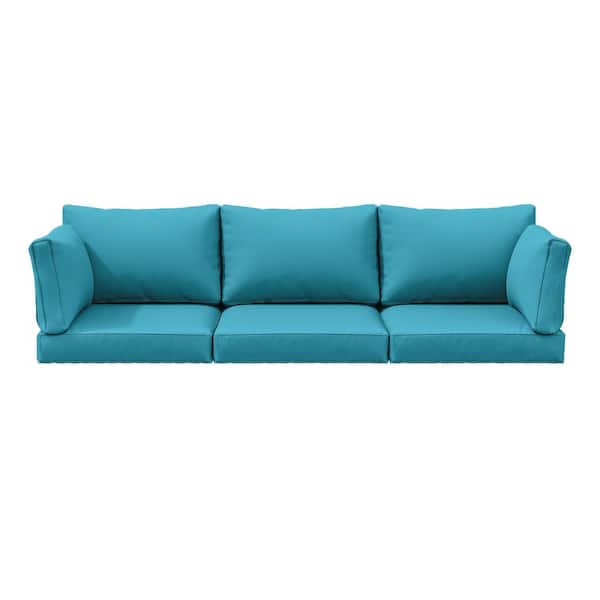 25.6 in. x 23.6 in. x 4 in. (8-Piece) Deep Seating Outdoor Lounge Chair Sofa Cushion with Lumber Pillow Cushion Lake