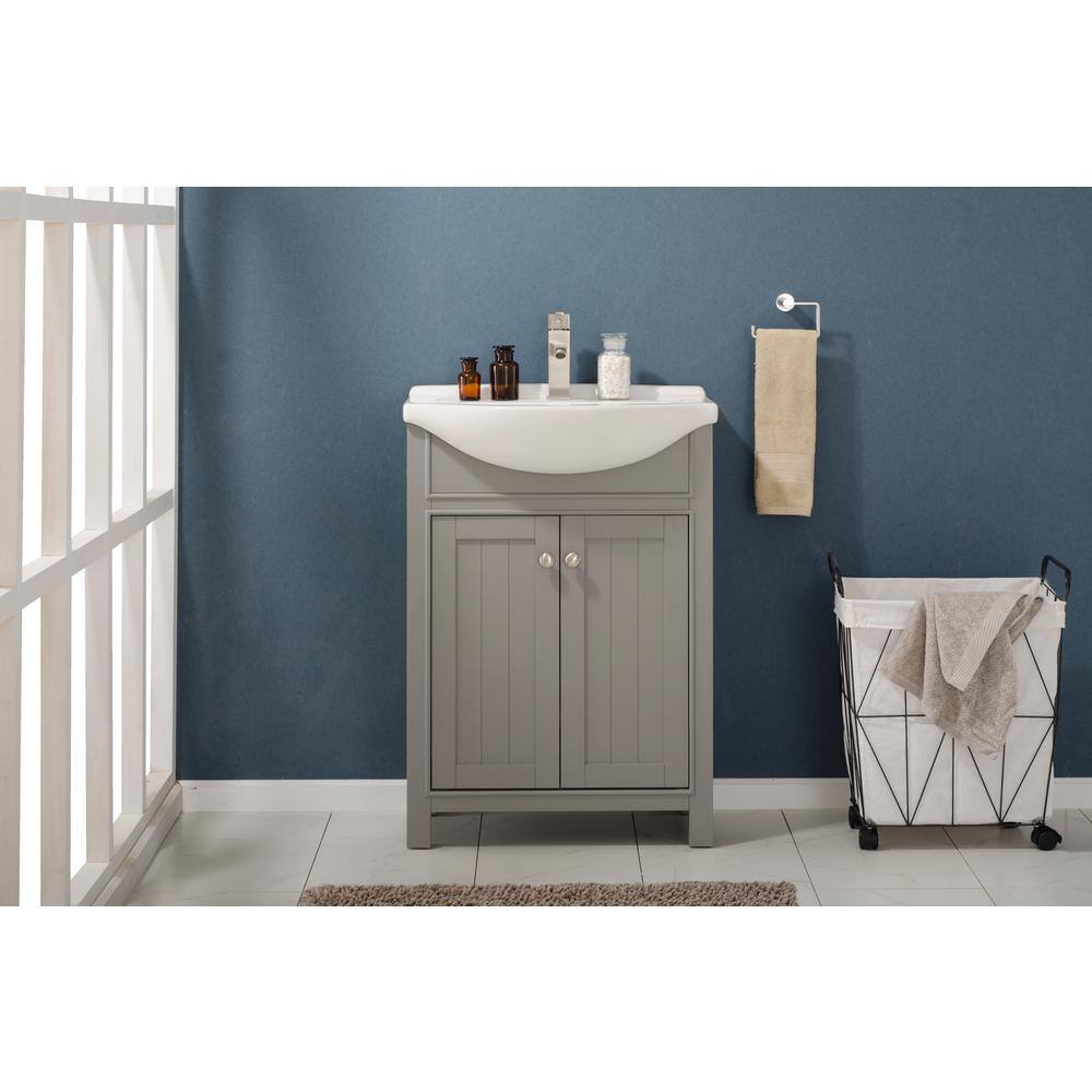 Marian Gray Solid Wood Single Sink Vanity with Porcelain Top