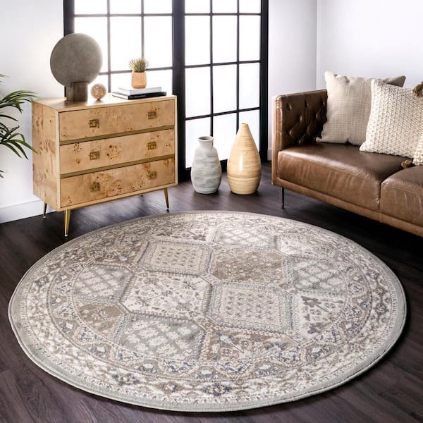 Vintage Tile Becca Gray 6 ft. x 6 ft. Round Area Rug