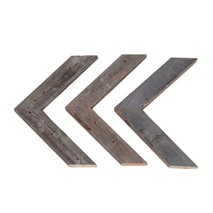 Rustic Farmhouse Reclaimed Weathered Gray Decorative Wall Chevron Wood Arrows (Set of 3)