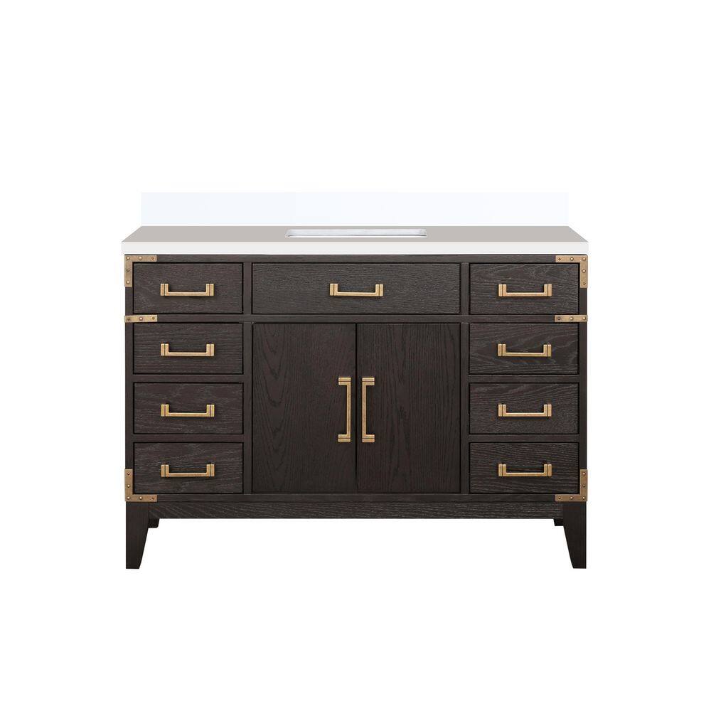 Fossa 48 in W x 22 in D Brown Oak Single Bath Vanity with White Quartz Top price history on PriceWatchPro