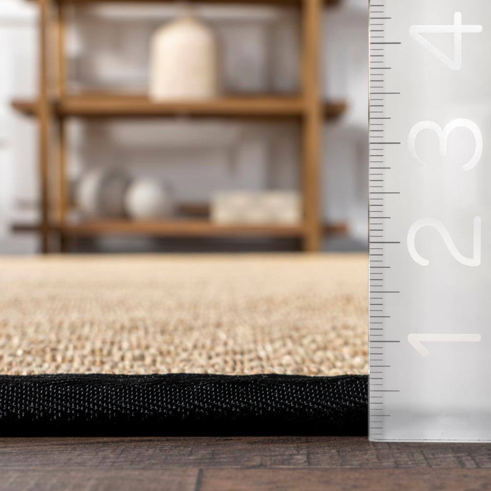Meena Black and Tan Faux Seagrass 5x8 Indoor/Outdoor Area Rug