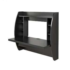 43 in. Rectangular Black Floating Desk with Cable Management