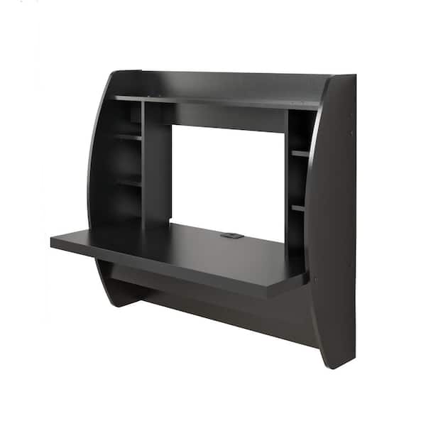 Prepac 43 in. Rectangular Black Floating Desk with Cable Management