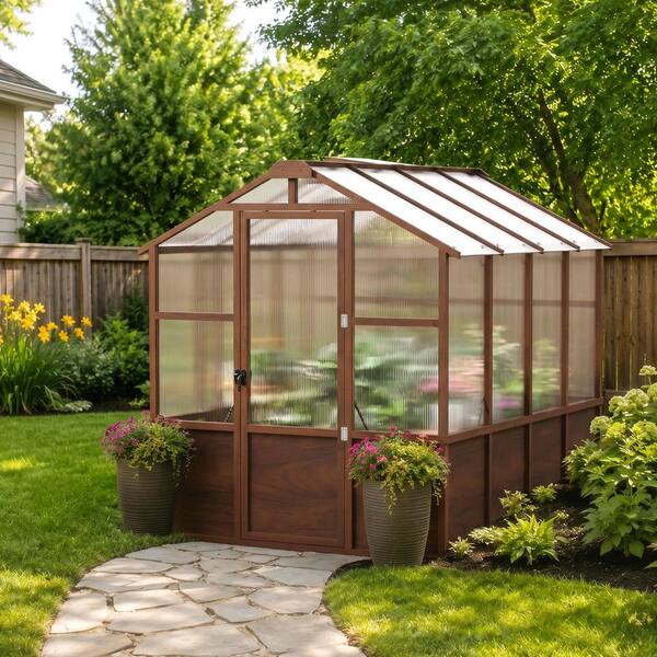Epicpoplar 6 ft. x 8 ft. Walk-In Wood Greenhouse with Twin-Wall