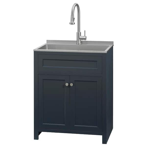 Glacier Bay 28 in. W Drop-In Laundry Sink with Faucet and Ready to