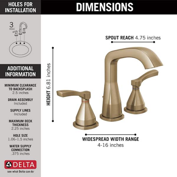Delta Stryke 8 in. Widespread 2 Handle Bathroom Sink Faucet in