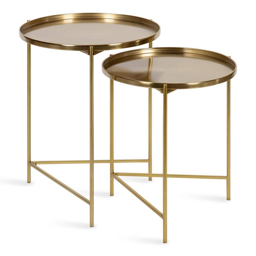 VASAGLE Round Side Table, Glass End Table with Metal Frame, Gold Coffee  Table