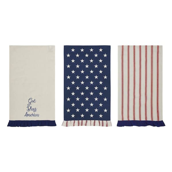 Hatteras Stars GBA Ruffled Cotton Tea Towel Set (Set of 3)