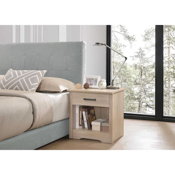 AndMakers Hudson 1-Drawer Sandalwood Nightstand (23 in. H x 18 in. W x 22 in. D)