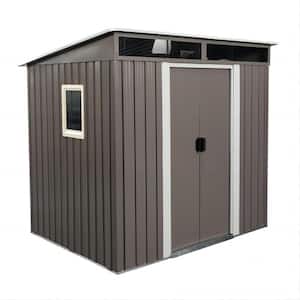 6 ft. x 5 ft. Outdoor Grey Metal Storage Shed with Window and Foundation (30 sq. ft.)