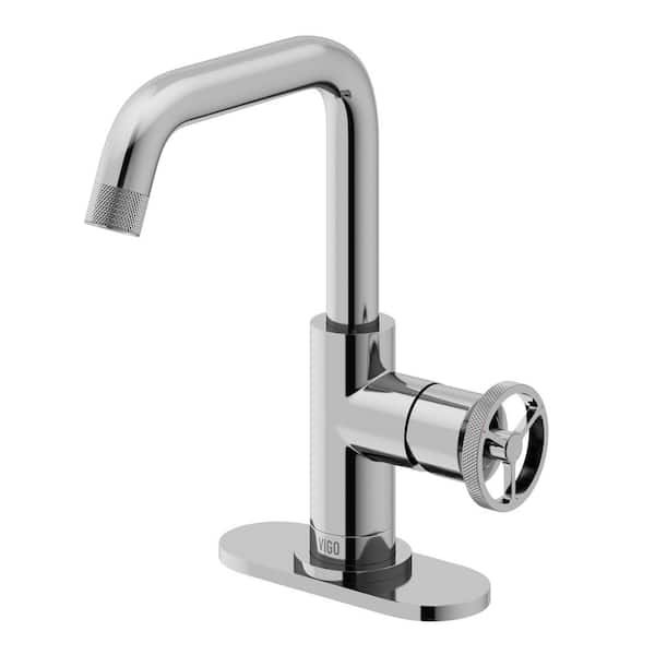 VIGO Cass Single Handle Single-Hole Bathroom Faucet Set with Deck Plate in Chrome
