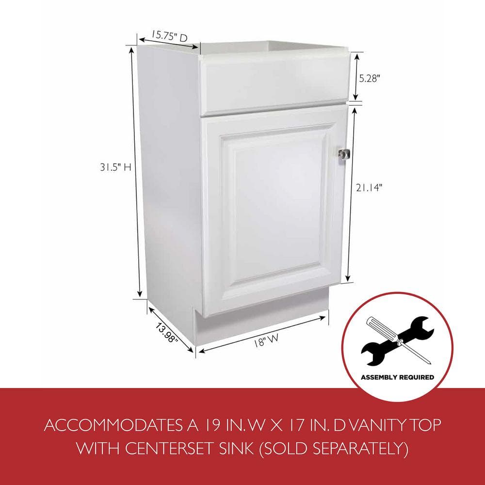 White MDF 18-Inch Single Door Bathroom Vanity