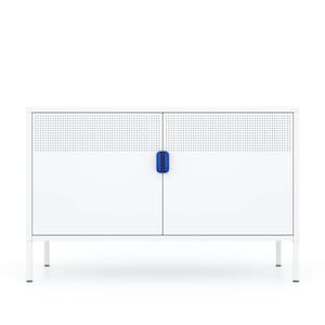 White Free Standing Ventilated Sideboard Steel Storage Cabinet with Adjustable Shelve