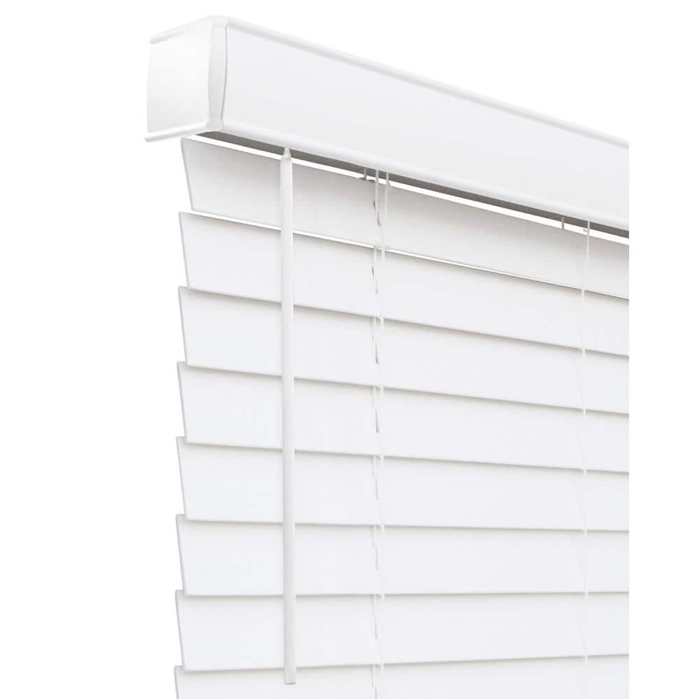 Basic Collection Pre-Cut White Cordless Room Darkening Fauxwood Blind with 2 in. Slats 31 in. W x 60 in. L
