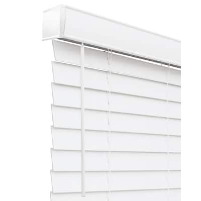 Basic Collection Pre-Cut White Cordless Room Darkening Fauxwood Blind with 2 in. Slats 36 in. W x 60 in. L
