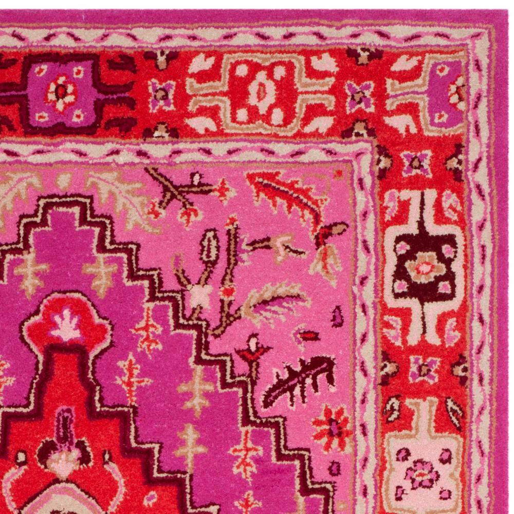 Handmade Tufted Wool Rectangular Rug in Red/Pink, 8' x 10'