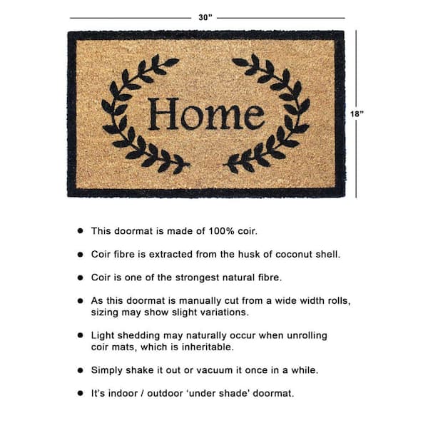 Welcome Home Natural 18 in. x 30 in. Coir Non-Slip Outdoor Door Mat