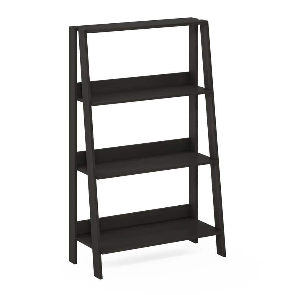 Espresso Wood 4-Tier Ladder Bookcase Display Shelf