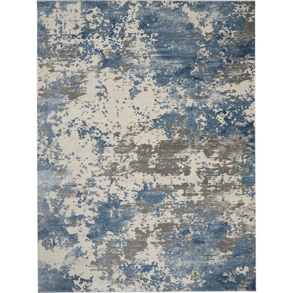 Nourison Rustic Textures Grey/Blue 8 ft. x 11 ft. Abstract Contemporary Area Rug