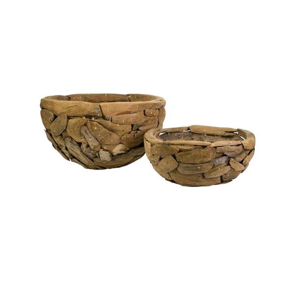 Home Decorators Collection 23.75 in. W Mandrill Teakwood Puzzle Bowls