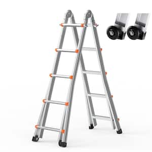 VEVOR Folding Ladder 7-in-1 Tall Extension Step Ladder a Frame 4-Step ...