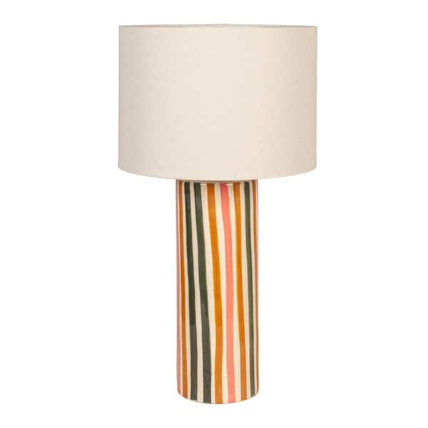 Cecily 26 in. Multicolor Stripe Table Lamp with Linen Shade
