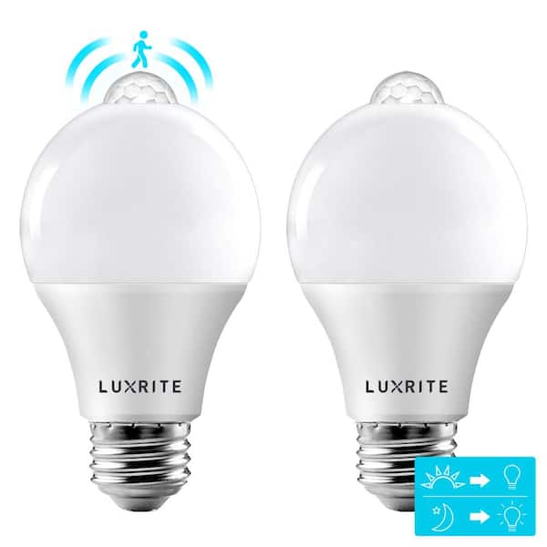 2Pack-Sensor Light Bulb Dusk to Dawn LED Smart Light Bulb For Outdoor Warm White